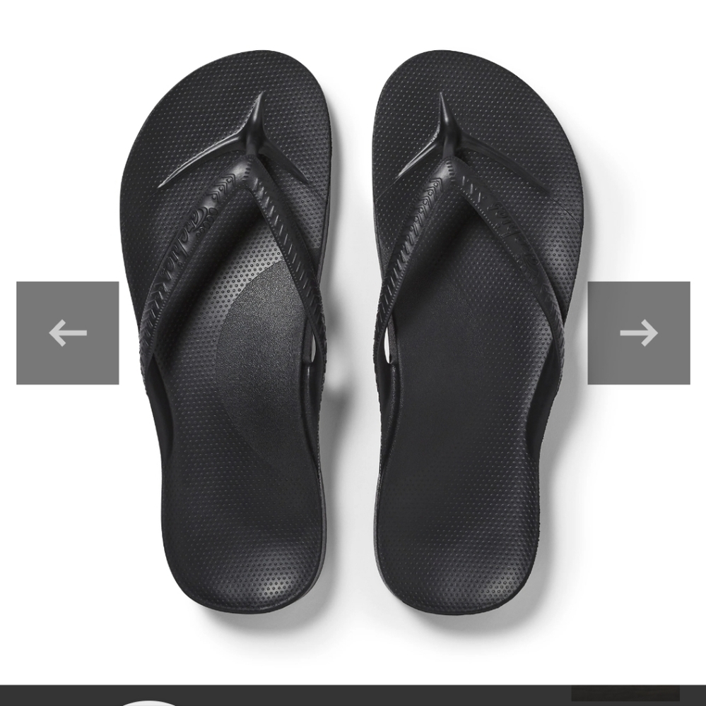 Archies Arch Support Flip Flops Black Women's Size 7